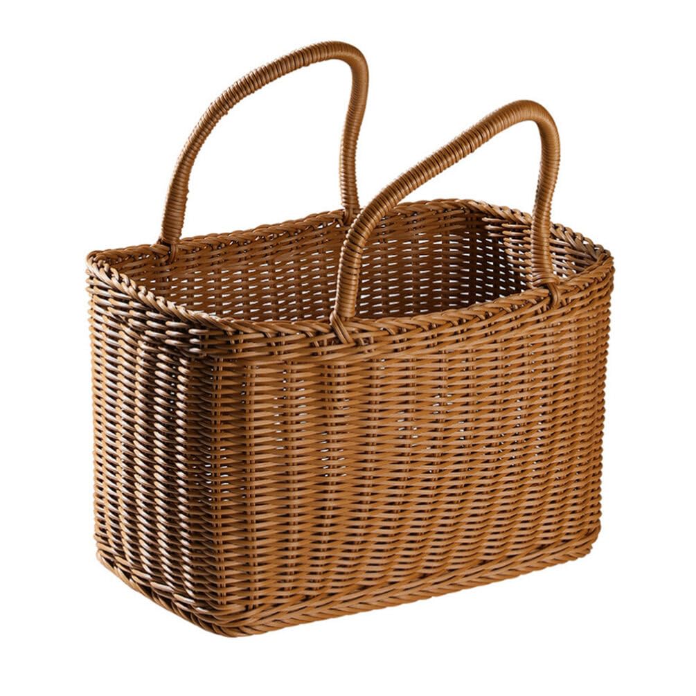 Alipis African Market Basket Oval Woven Straw Basket with Handle Ghana Plant Pot Grocery Bag Beach Tote Shopping Bag Flower Picnic for Toy Storage