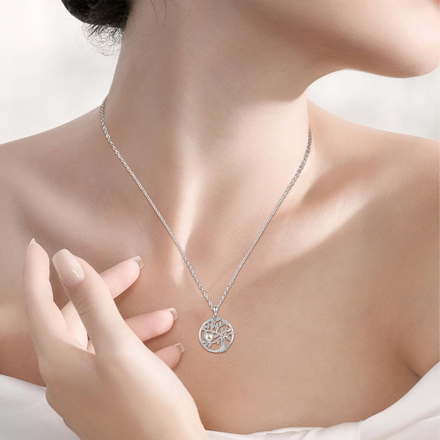 Suiknsn Mustard Seed Necklace 925 Sterling Silver Tree of Life Pendant Necklace Faith Christian Jewelry Gifts for Women Girlfriend