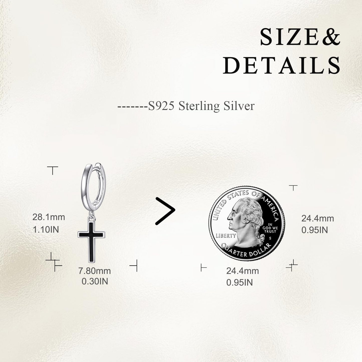 Men Cross Hoop Earrings 925 Sterling Silver Black Huggie Dangle Drop Earrings Christian Jewelry Birthday Gifts for Women (Black Cross Hoop)