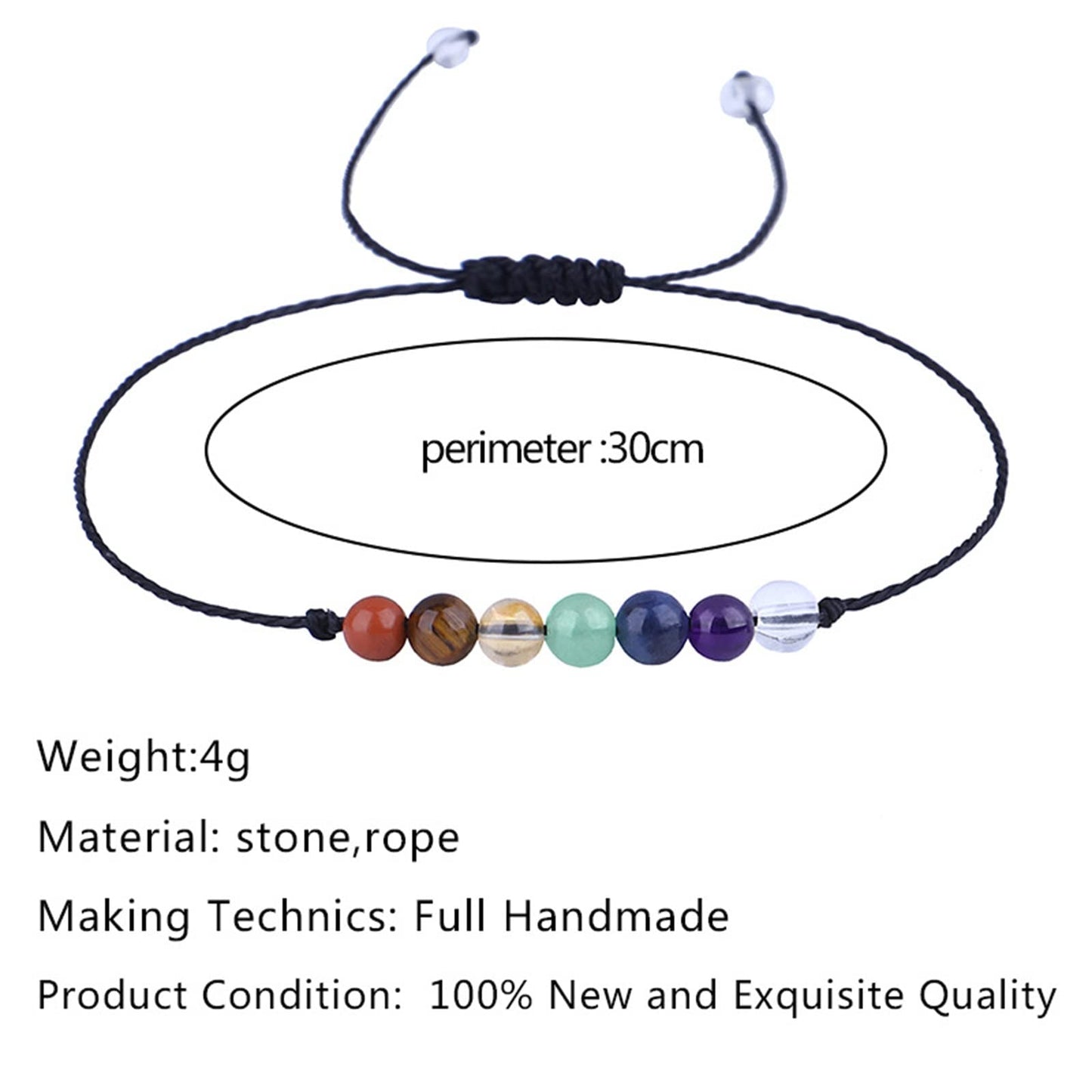 Multistyle Healing Crystal Stone Bead Strand Card Bracelets Handmade Adjustable Wax Rope Yoga Amethyst Tigereye Chakra Bracelets for Women Men Meditation Relax Anxiety Jewelry Gift (Chakra)