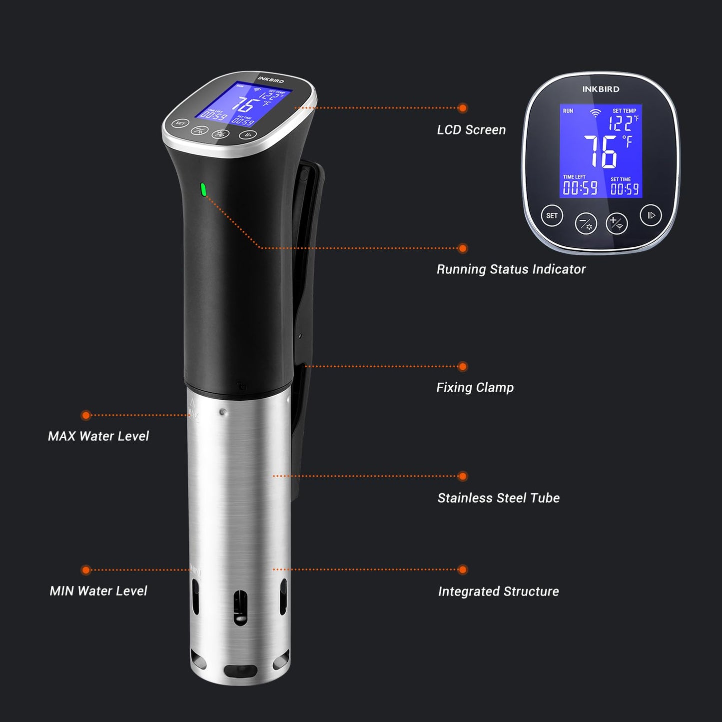 Inkbird WIFI Sous Vide Cooker ISV-300W, 1000 Watts Sous-Vide Machine with 14 Preset Recipes, 3D Fast-Heating Thermal Immersion Circulator with Timer for Father (ISV-300W)