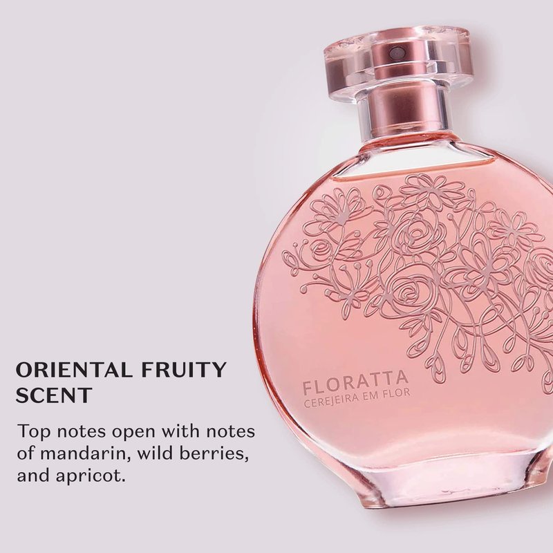 O Boticário Floratta Cherry Blossom Eau de Toilette - Delicate Floral Fragrance for Women - Sweet Cherry & Soft Petals - Long Lasting Everyday Womens Perfume - Cruelty-Free & Vegan - 2.5 oz (75 ml)