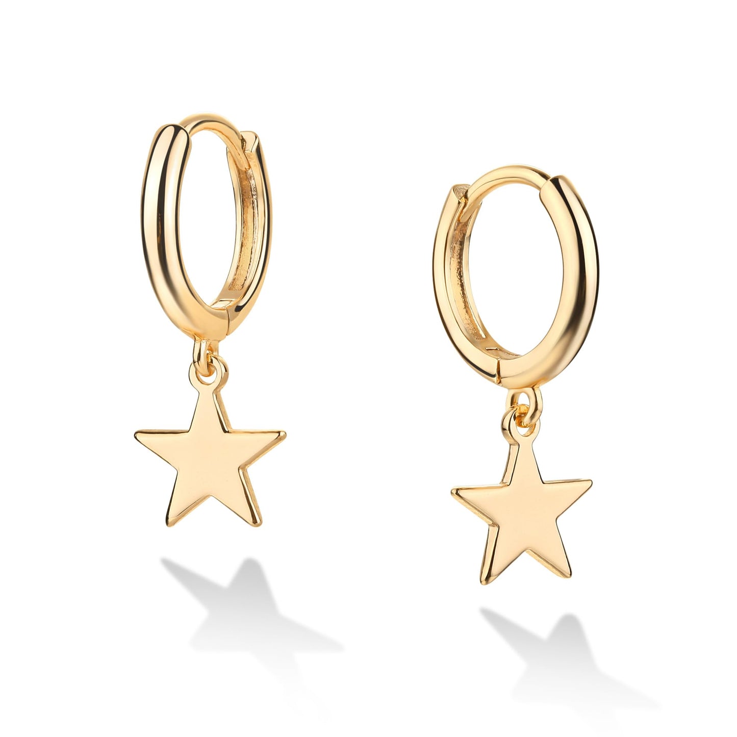 Gold Dangle Drop Hoop Earrings for Women Men Gold Plated Dainty Earrings Hypoallergenic Star Cross Huggie Hoops Jewelry for Everyday Wear