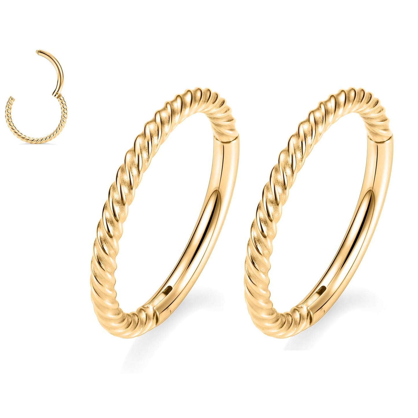 Nose Rings 16 Gauge Nose Ring Hoop Earrings 12mm Septum Ring Nose Hoop 16g Cartilage Earring Gold Septum Clicker Lip Rings 12mm Helix Earring Rook Earrings Nose Piercing Septum Jewelry Surgical Steel