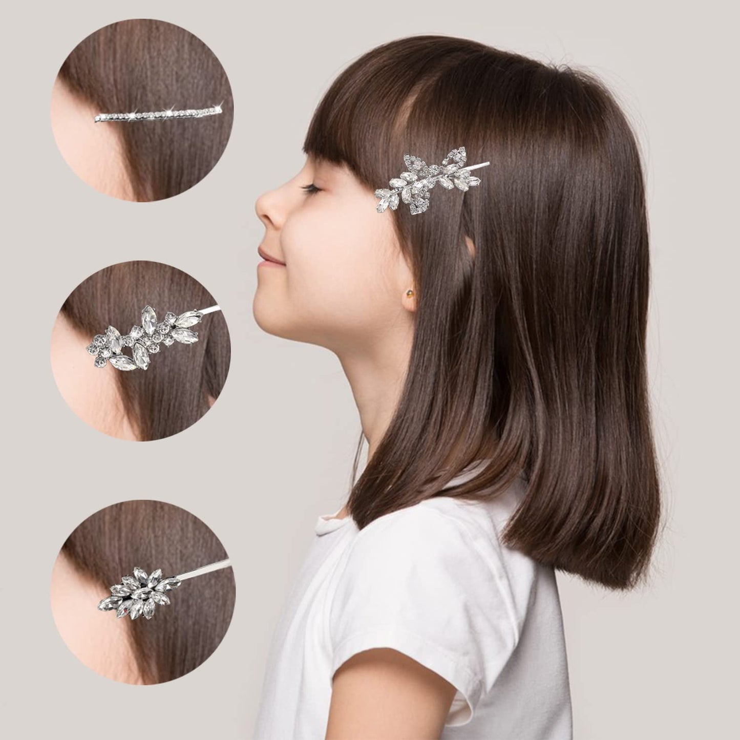 8 Pieces Rhinestone Bridal Hair Clip, Leaf Wedding Hair Pins Crystal Hair Clips, Rhinestone Jewelry Barrette Elegant Hair Accessories for Brides Bridesmaids Flower Girls…