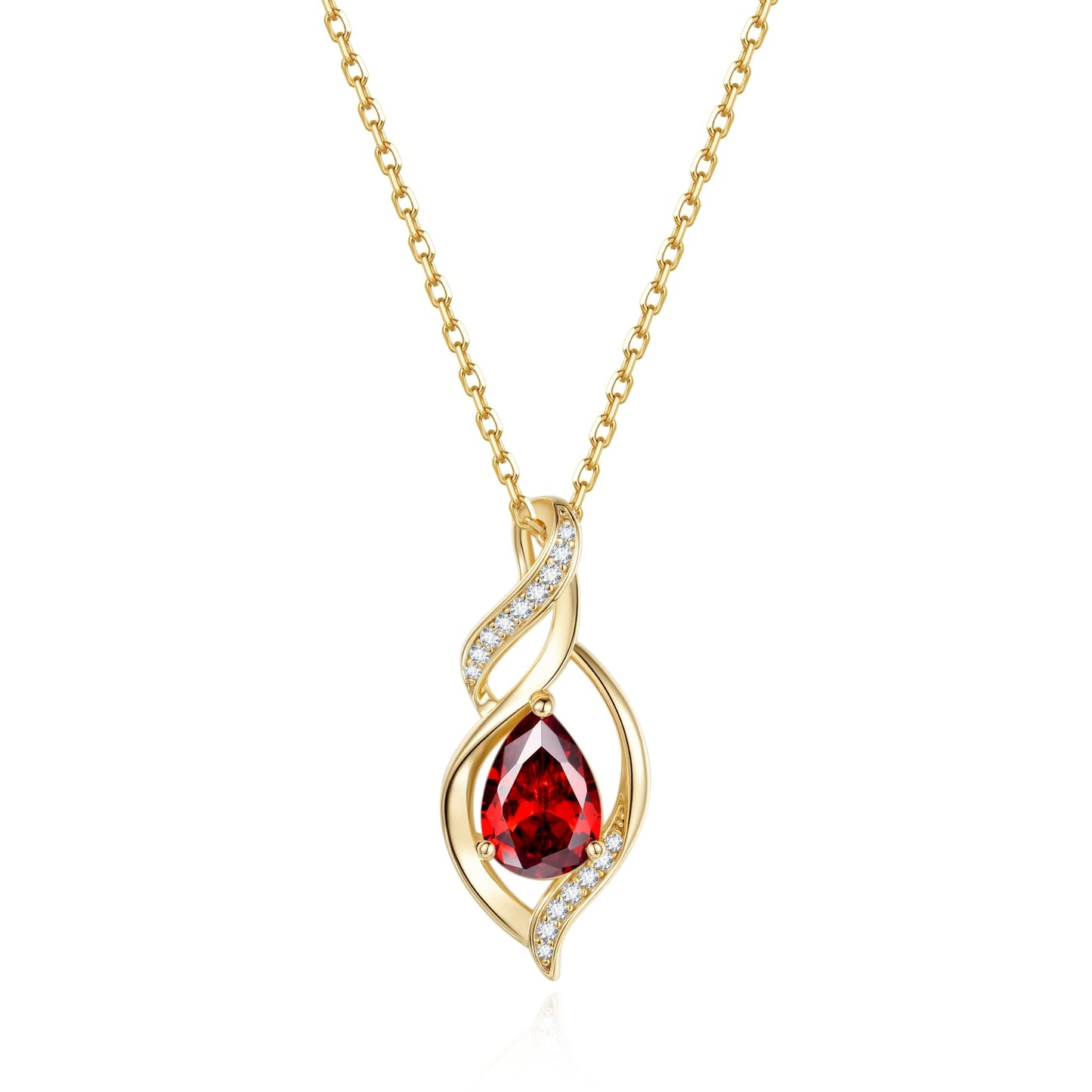 FANCIME 14K Gold Plated July Birthstone Necklace for Women Ruby Teardrop Necklace Sterling Silver Infinity Love Birthday Gifts for Women, 16"+2" Inches