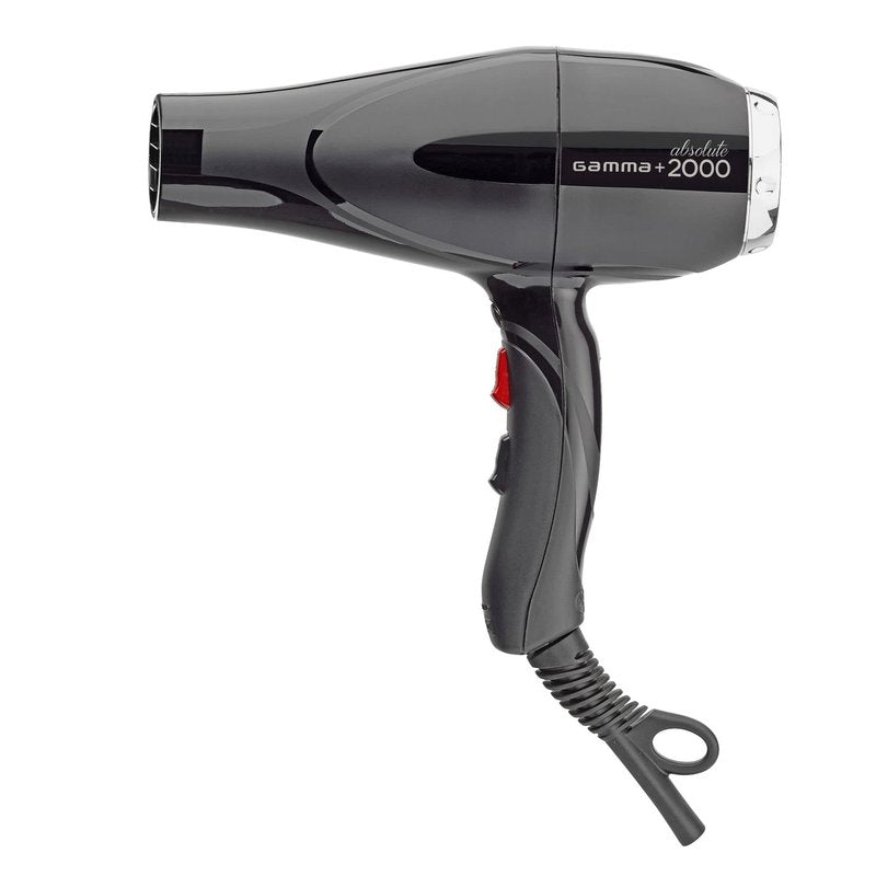 GAMMA+ Professional Absolute 2000 Hair Dryer Black, 2 Concentrator Nozzles
