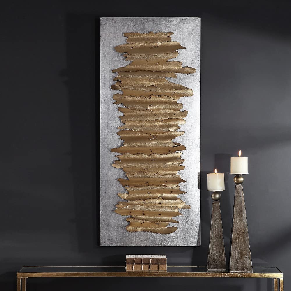 Uttermost Lev 55 1/4" Wide Gold and Silver Metal Wall Art