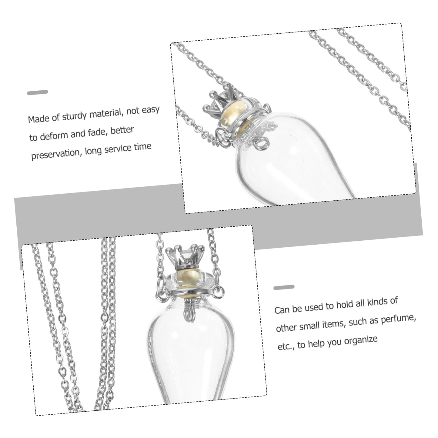 Garneck Felix Felicis Wish Bottle Pendant - Mini Glass Bottle with Chain - Creative Cork Bottles Necklace for Lucky Charms and Personal Messages Unique for Friends
