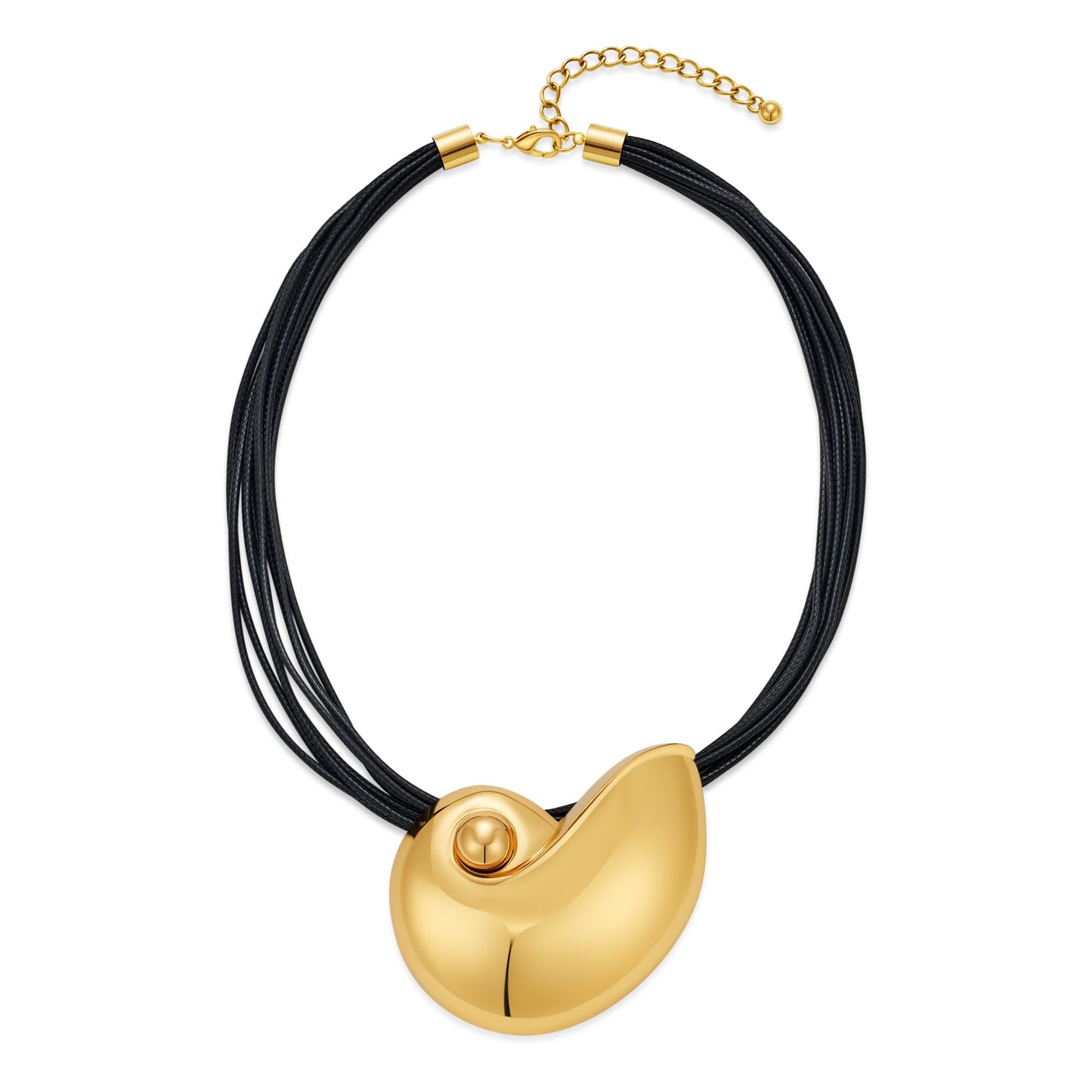 WOWORAMA Chunky Conch Shell Necklace for Women Heavy Gold Sea Snail Shell Necklaces Little Mermaid Leather Choker Necklaces Sea Witch Cosplay Necklace Holiday Jewelry