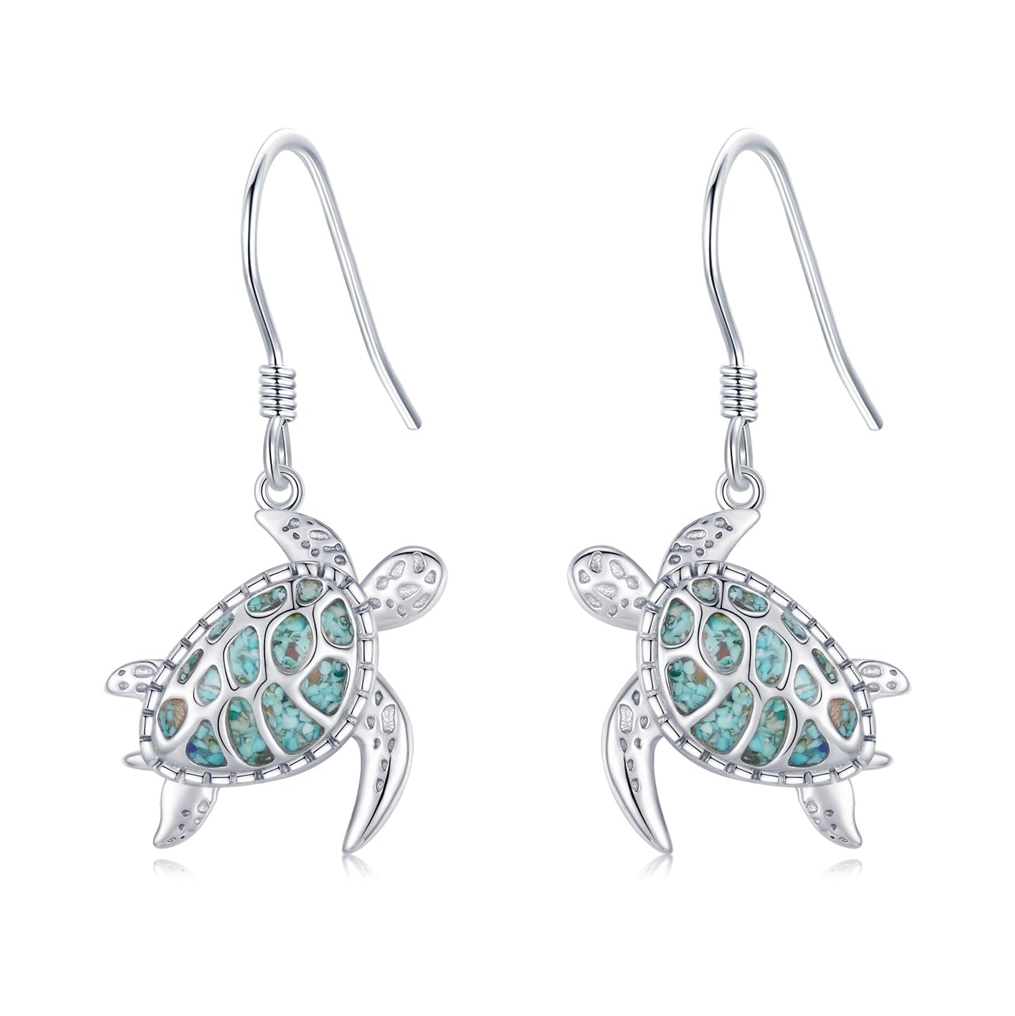 YYmqmq Sea Turtle Earrings 925 Sterling Silver Turquoise Turtle Dangle Drop Earrings Ocean Beach Themed Jewelry Gifts for Women