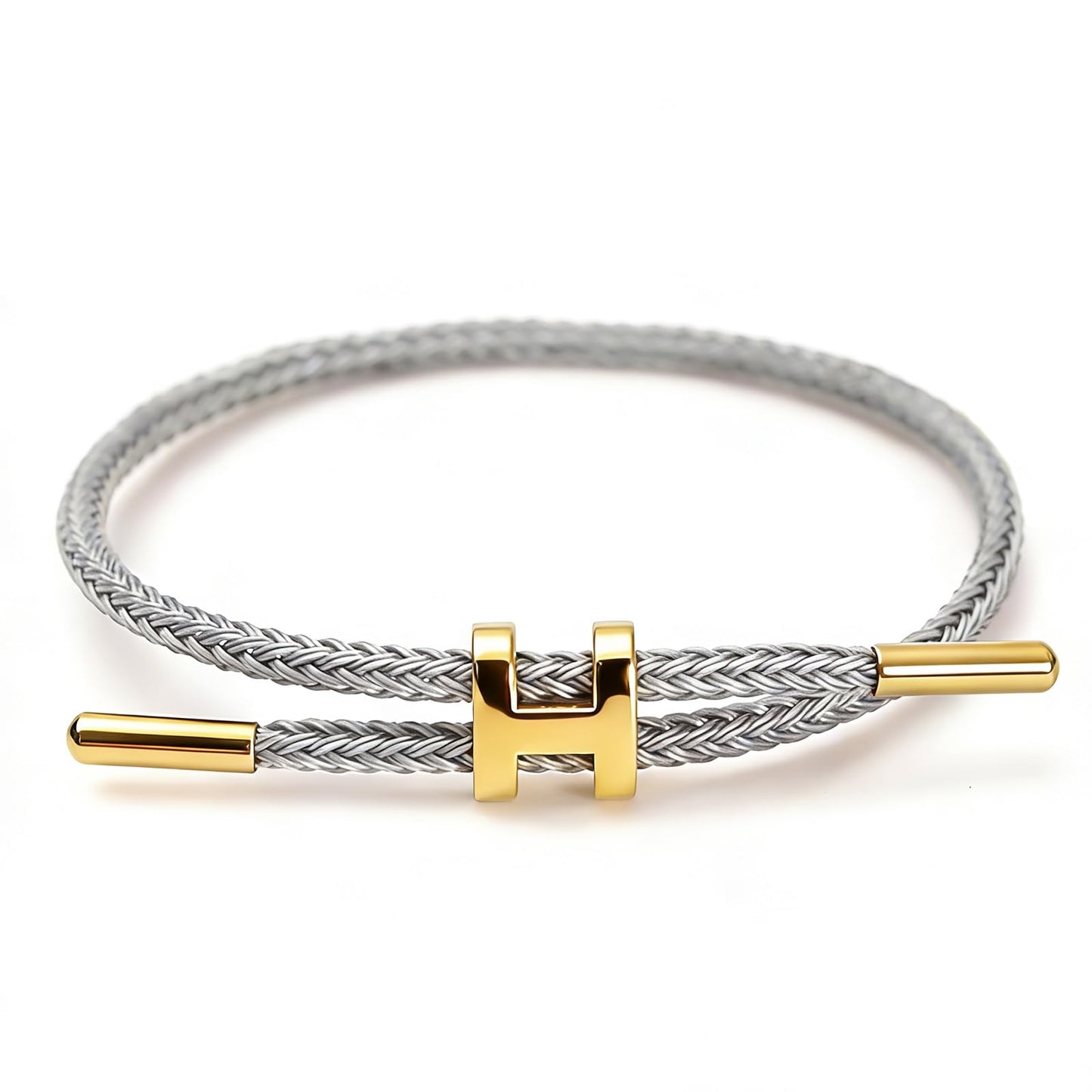 PPbuky Steel Bracelet Link, Adjustable H-shape Wire Rope Bracelet, Lucky Jewelry with Titanium Buckle for Birthday, Valentine's, Graduation, Fashion Gift for Women, Men, Lovers, Friends, Silver