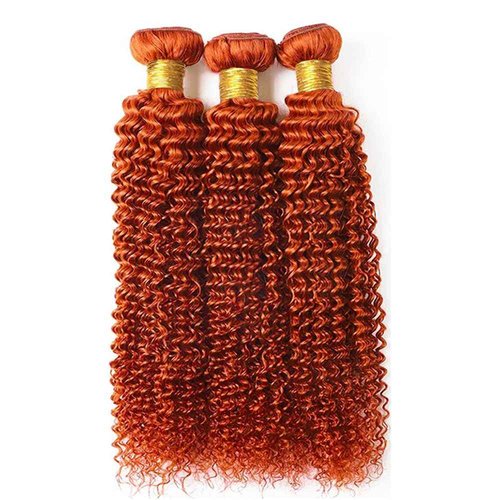 Color 350 Bundle Ginger Curly Wave Human Hair Bundles 8A Grade Color 350 Kinky Curly 3 Bundles 26 28 30 Inch Ginger Orange Bundle Hair Extensions 300G