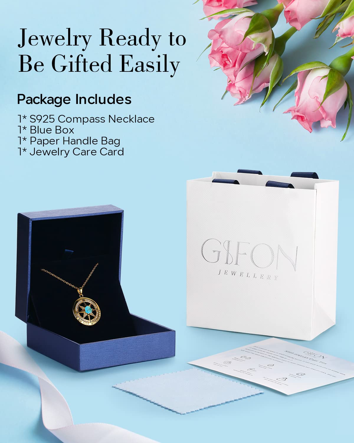 S925 Necklace Gift for Wife, Compass Jewelry Women Anniversary, Sterling Silver Girlfriend Birthday Gifts for Her Valentines Id be Lost without You Jewel 18K Gold Dec 12