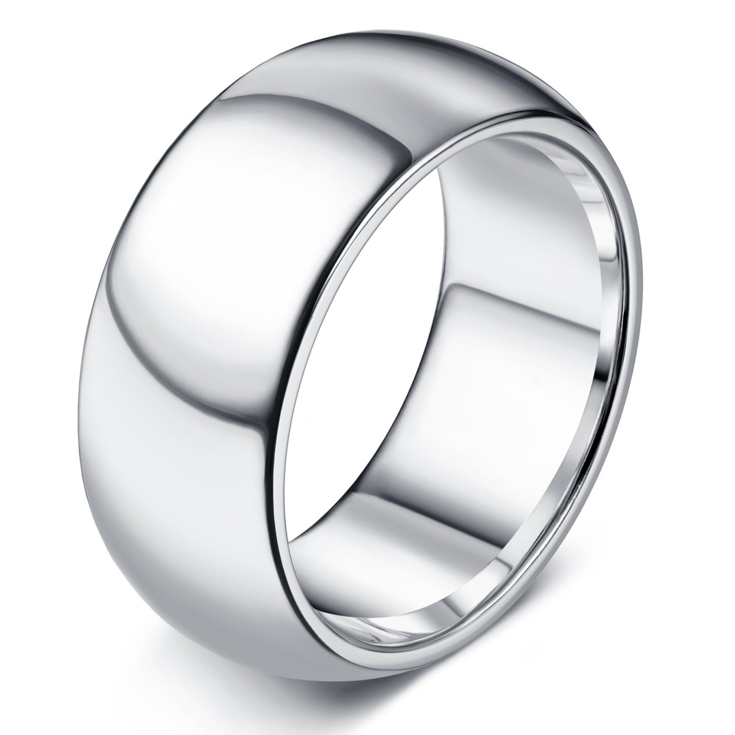 Florideco 10mm Stainless Steel Ring Wedding Bands for Women Mens Ring Wedding Band Plain Dome High Polished Size 10