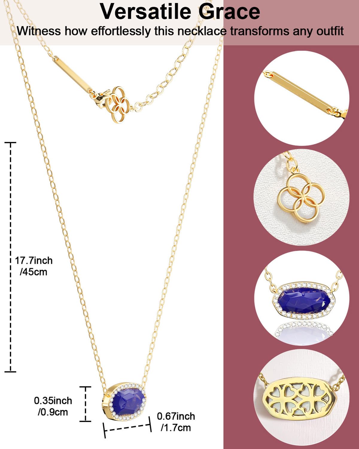 AICase 18K Gold Plated Pendant Necklace for Women,Diamond Rhinestone Dainty Fashion Jewelry,Anniversary Wedding Birthday Gifts for Women/MoM/Sister/Friends/Her/Wife/Grandma/Coworker_Blue