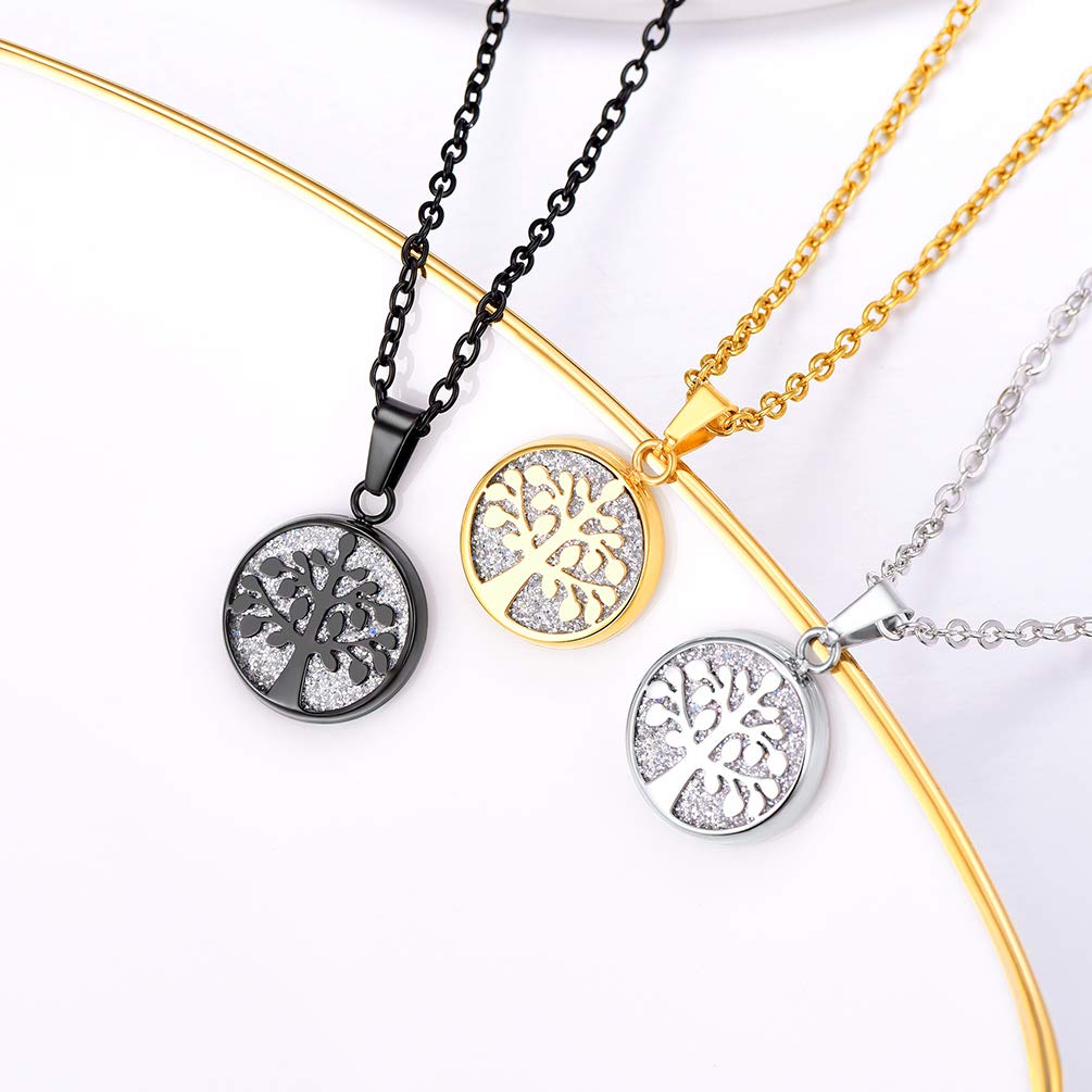 PROSTEEL Tree of Life Necklace Bridesmaid Stainless Steel Shiny Bling Round Pendant Minimalist Women Jewelry