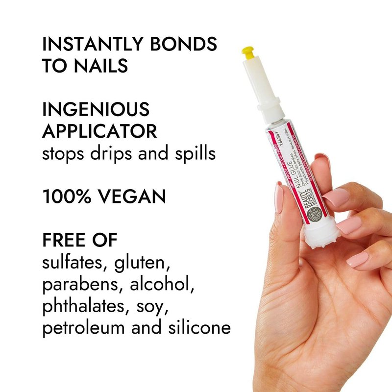 Beauty Secrets Drip & Clog Proof Nail Glue Bundled with Nail File Black Cushion Medium Coarse 180/100 Grit (2 Pack) by Beauty Secrets