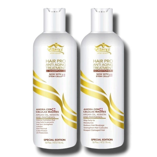 Eternal Spirit Hair Pro Shampoo and Conditioner Bundle, 16 fl oz Each – Special Edition Hydrating Hair Care Set with Stem Cells, Argan Oil & Keratin for Dry, Damaged Hair