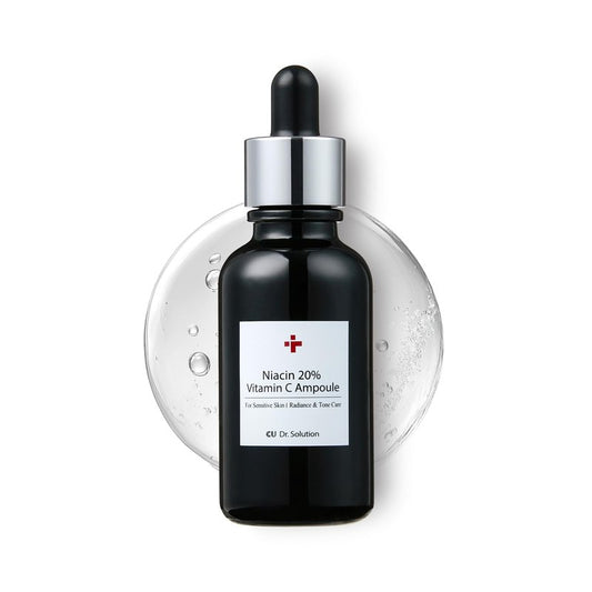 CU Dr. Solution Niacinamide 20% Vitamin C Ampoule – CUSKIN Korean Skin Care with Niacinamide, Glutathione, Hyaluronic Acid, Adenosine, Panthenol for Skin Elasticity and Moisturizing, 30g (1.01 Fl. Oz)
