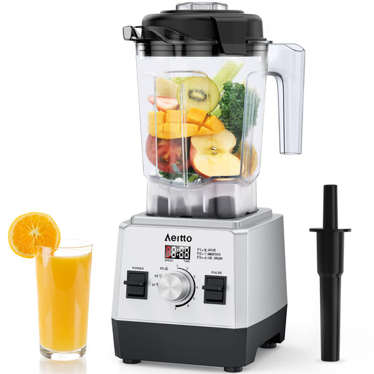 Aeitto Blenders for Kitchen with 68Oz. Large Capacity, 1800W Max Power Smoothie Blender, 3 Preset Programs & 7 Speeds, Professional Countertop Blender for Smoothies, Ice Crush, Frozen Drinks, Silver