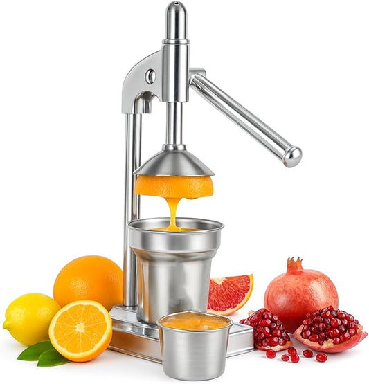 Cast Iron Juicer Hand Press, Cast Iron Stainless Steel Manual Hand Citrus Juicer, Heavy Duty Countertop Professional Commercial Manual Fruit for Fresh Orange Juice, Lemon, Pomegranate