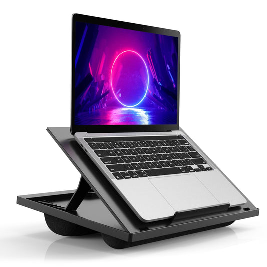 Adjustable Laptop Desk with 8 Angles - Cushioned Lap Desk for 15.6 Inch Laptops, Portable with Handle for Home & Office