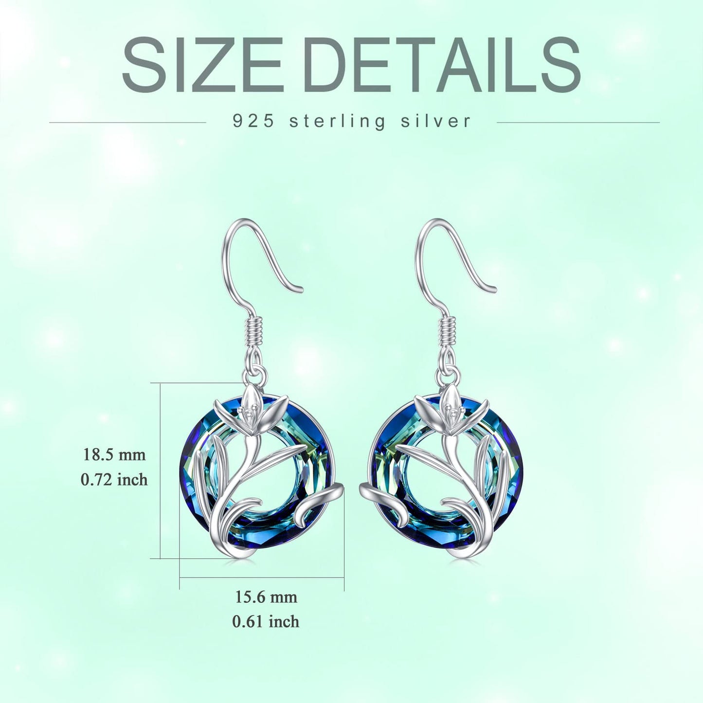 TOUPOP January Birth Flower Earrings Snowdrop Drop Dangle Earrings Blue Crystal Jewelry Birthday Mothers Day Gifts for Women Mom Her