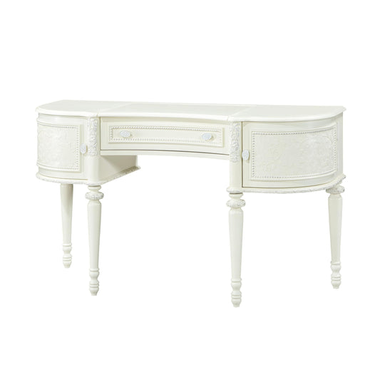 Acme Dorothy Half Moon Vanity Desk & Mirror in Ivory