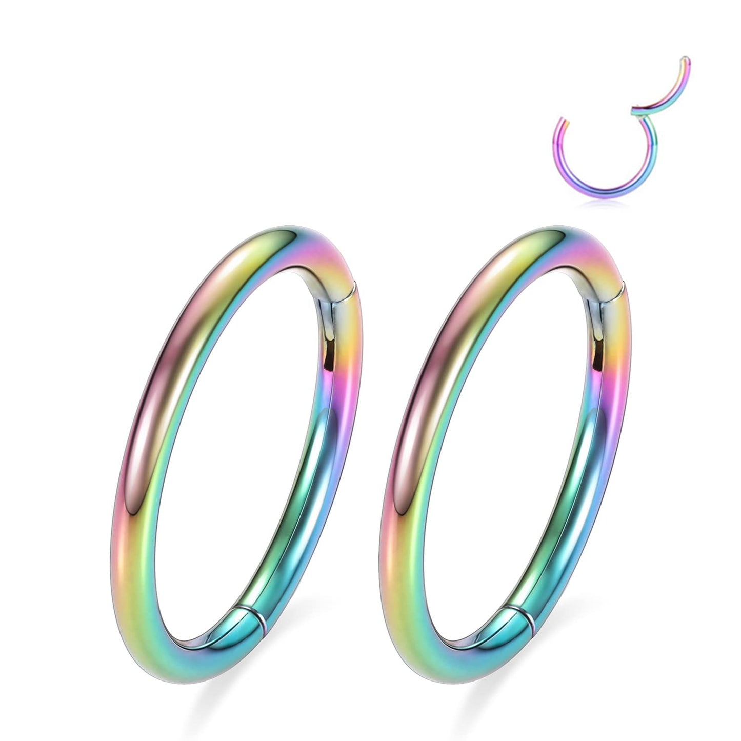 8mm Septum Ring Septum Jewelry Seamless Septum Clicker Nose Rings 18 Gauge Nose Ring Hoop 18g Rainbow Cartilage Earring Lip Rings Nose Hoop Surgical Steel Helix Earrings Nose Piercing Jewelry