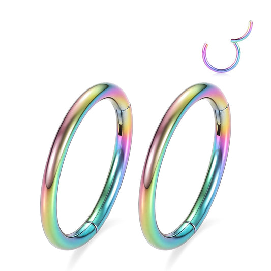 8mm Septum Ring Septum Jewelry Seamless Septum Clicker Nose Rings 18 Gauge Nose Ring Hoop 18g Rainbow Cartilage Earring Lip Rings Nose Hoop Surgical Steel Helix Earrings Nose Piercing Jewelry