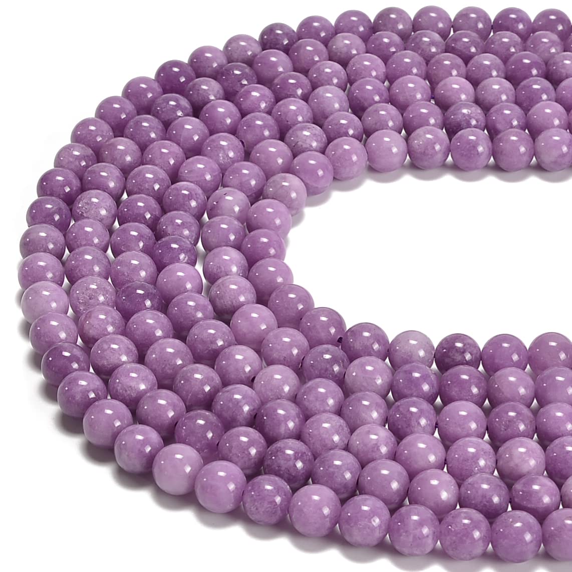 jodaying 10mm Purple Dyed Jade Smooth Round Natural Gemstone Loose Beads for Jewelry Making DIY Findings 1 Strand 15"