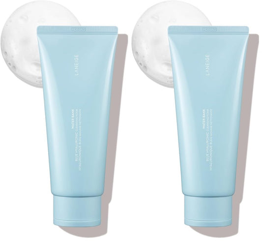 LANEIGE Water Bank Cleansing Foam: Hydrating Face Wash and Makeup Remover with Hyaluronic Acid & Papain Enzyme for Smooth,Soft Skin,(Pack of 2)
