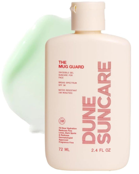 The Mug Guard Gel Sunscreen for Face - Reef Safe, Water-Resistant & Lightweight Sunscreen w/ 72 Hour Hydration - Anti-Aging, Non-Greasy Sunblock Lotion - Fragrance-Free SPF 30 Sun Lotion (2.4 Fl Oz)