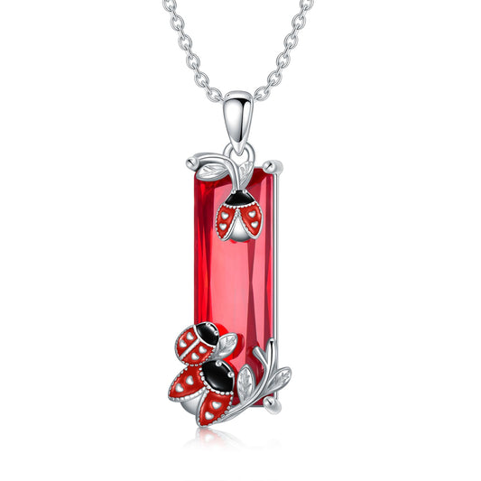 AENEAS Valentines Day Gifts for Women Her Ladybug Necklace 925 Sterling Silver Red Crystal Pendant Ladybug Jewelry Gifts for Her Wife Women