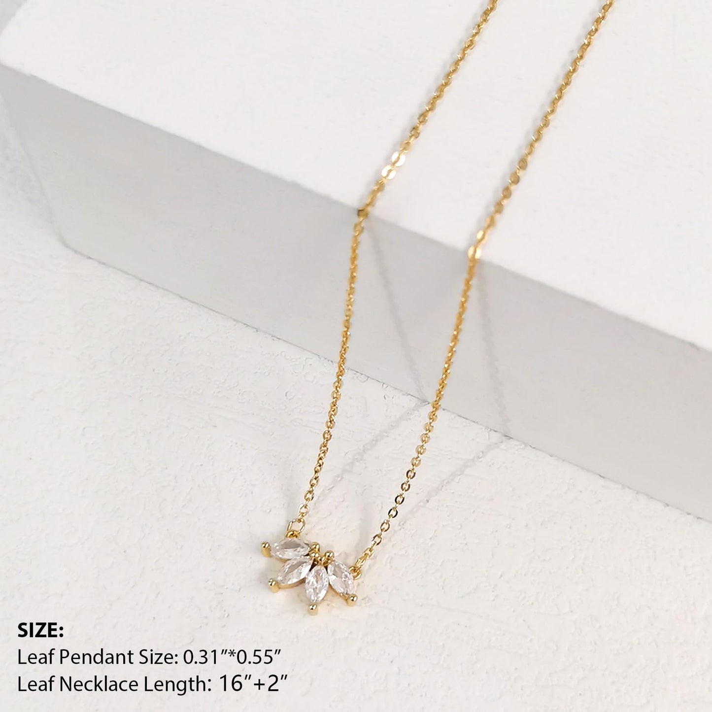 Zeffy Diamond Necklace Dainty Leaf Pendant Necklace Simple Necklaces for Women Trendy Jewelry Gifts