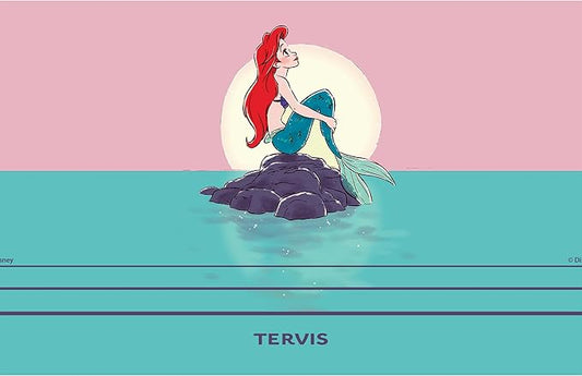 Tervis Traveler Disney The Little Mermaid Thoughtful Ariel Triple Walled Insulated Tumbler Travel Cup Keeps Drinks Cold & Hot, 30oz - with Straw Lid, Stainless Steel