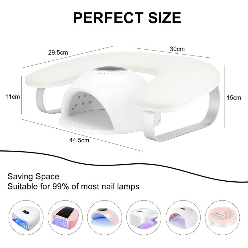 U Shaped Arm Rest for Nails Tech,Cleanable Leather Manicure Nail Hand Rest Stand,Nail Armrest Pillow for Acrylic Nails Salon Tool,Aluminum Alloy Holder,Non-slip Pads