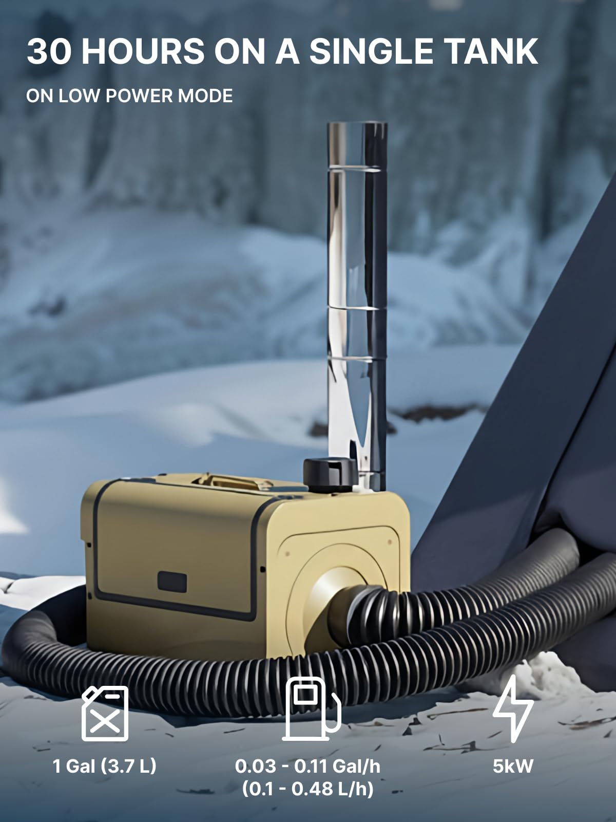 TRAILSON Self-Powered Portable Diesel Heater for RV, Camping & Outdoor Use - Diesel Heater with USB A Charging Port, Remote Control and Water-repellent Storage Bags - No External Battery Needed