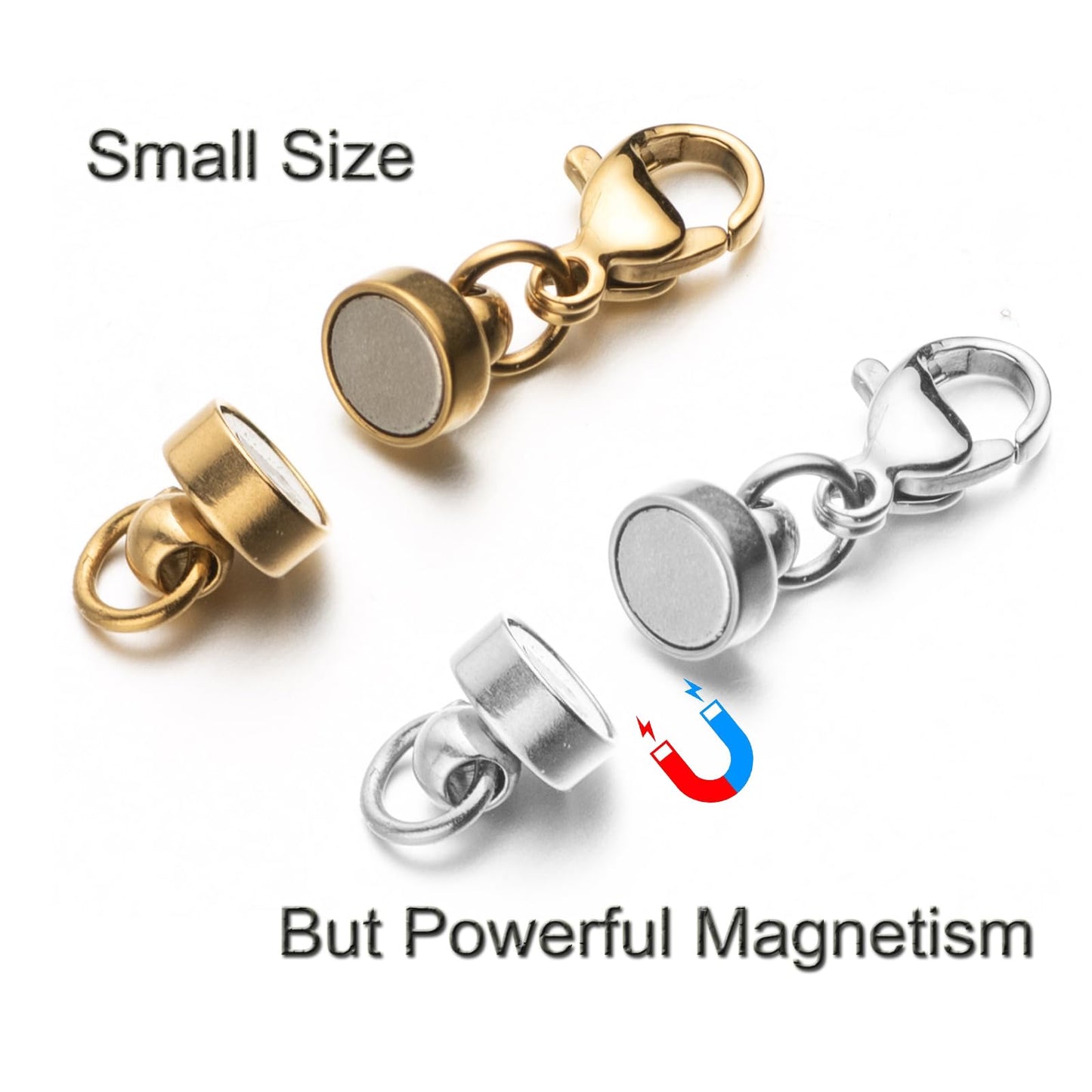 Mizeer Stainless Steel Magnetic Necklace Clasps and Closures, Magnetic Clasp Converter for Jewelry Making Supplies, Chain Extender Connector for Bracelet (2pcs Silver)
