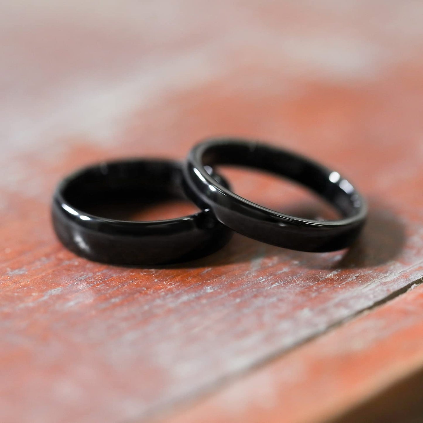Greenpod 4mm Tungsten Ringss for Women High Polished Plain Dome Black Wedding Band Comfort Fit Size 5.5