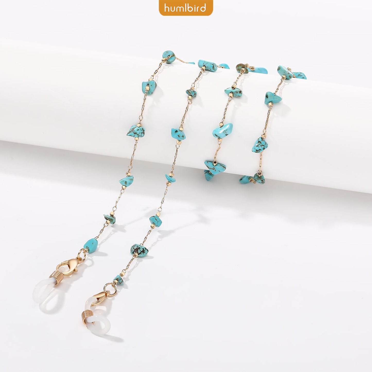 humlbird Eyeglass Chains for Women Stylish Glasses Lanyard Sunglass Chain Natural Crystal Mask Chain Eye Glasses Strap Blue
