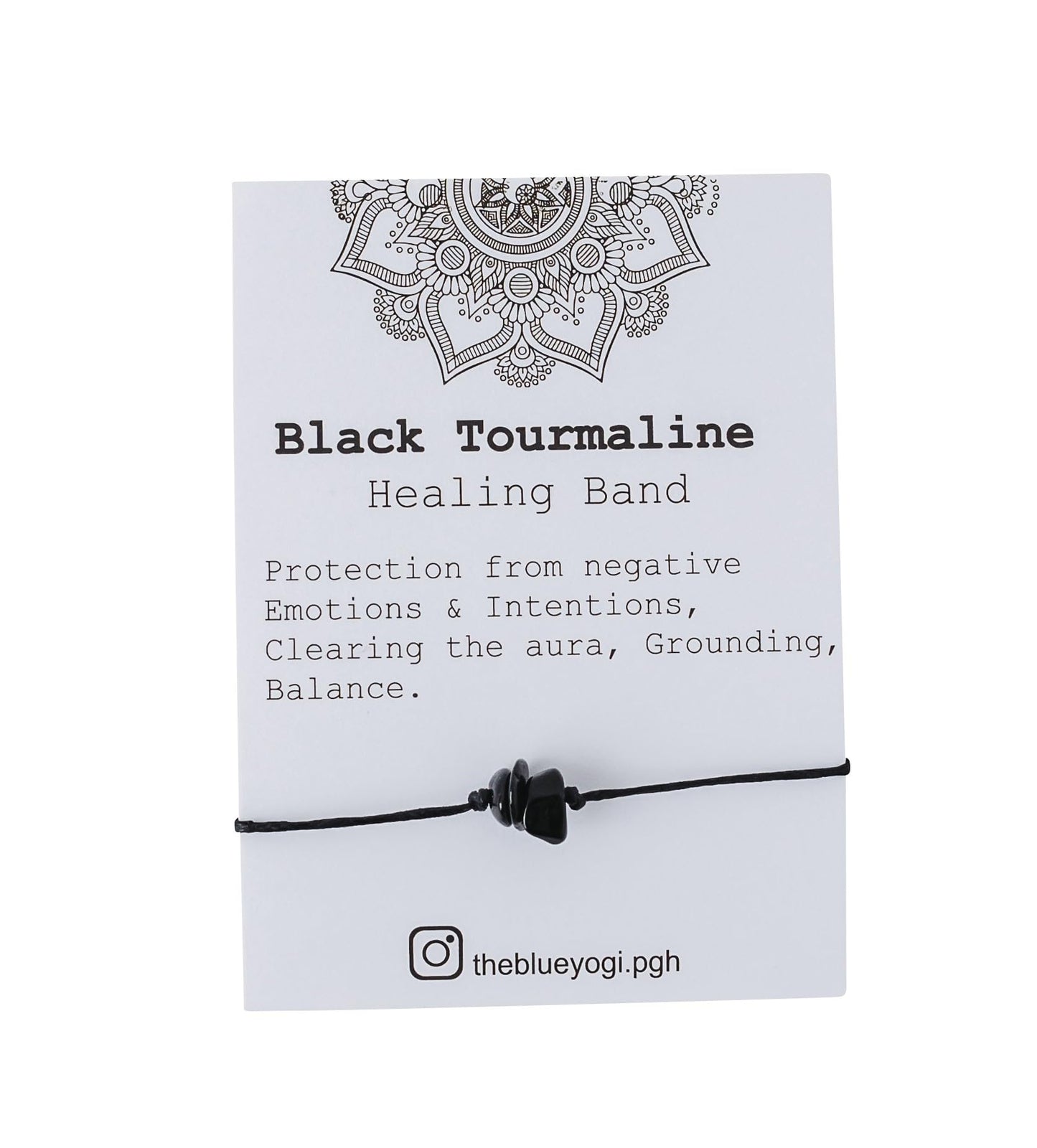 The Blue Yogi Black Tourmaline Healing Bracelet Anklet 2-in-1 Adjustable Protection Crystal Bracelet Spiritual Energy Jewelry with Affirmation Card
