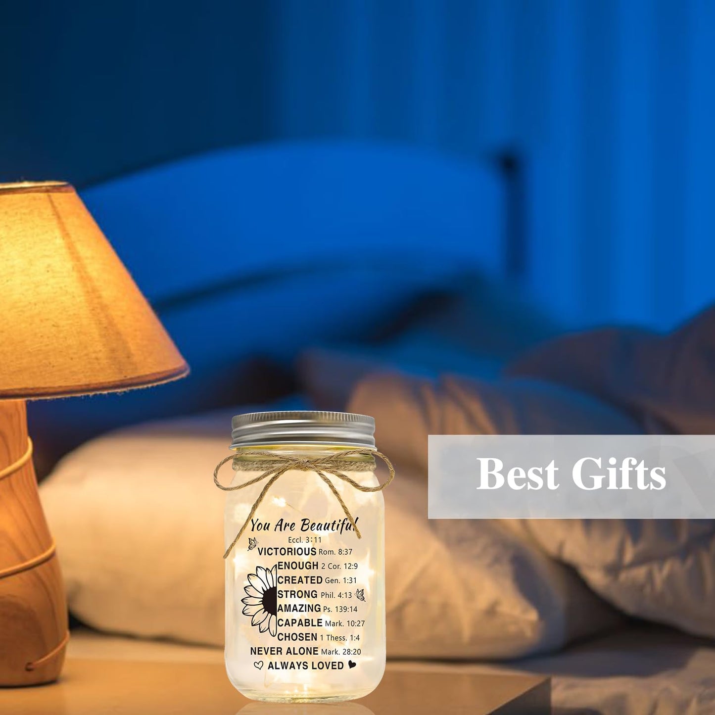 Christian Gifts for Women Birthday, Mothers Day Gifts For Mom - Inspirational Mason Jar Night Lights Gifts for Christmas, Sister, Friend, Coworker - Religious Spiritual Gift, Home Decorative Signs