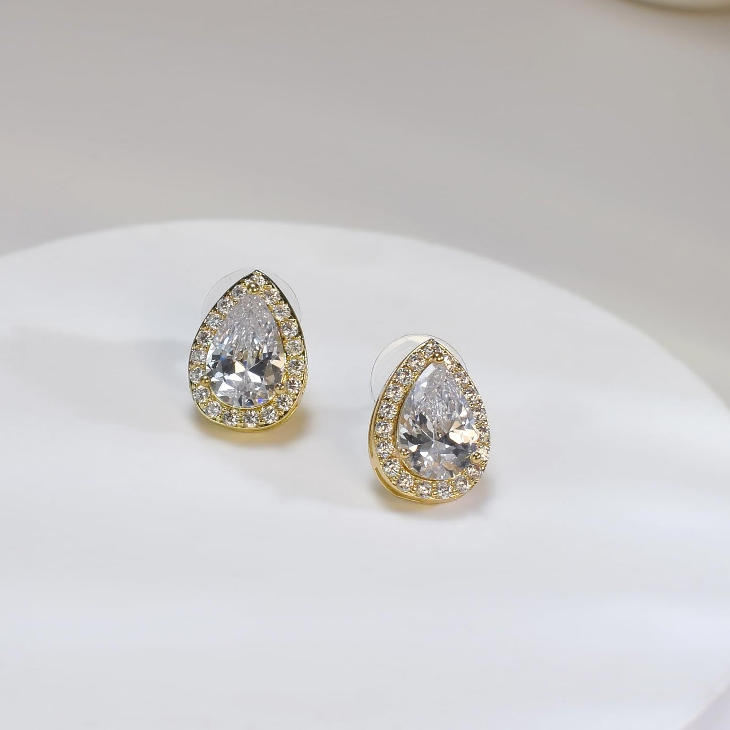 UDYLGOON Teardrop Cubic Zirconia Jewelry Set Necklace Earrings Bracelet Bridal Wedding Jewelry for Women Bridesmaid Prom Party (2 Set - Gold Plated)
