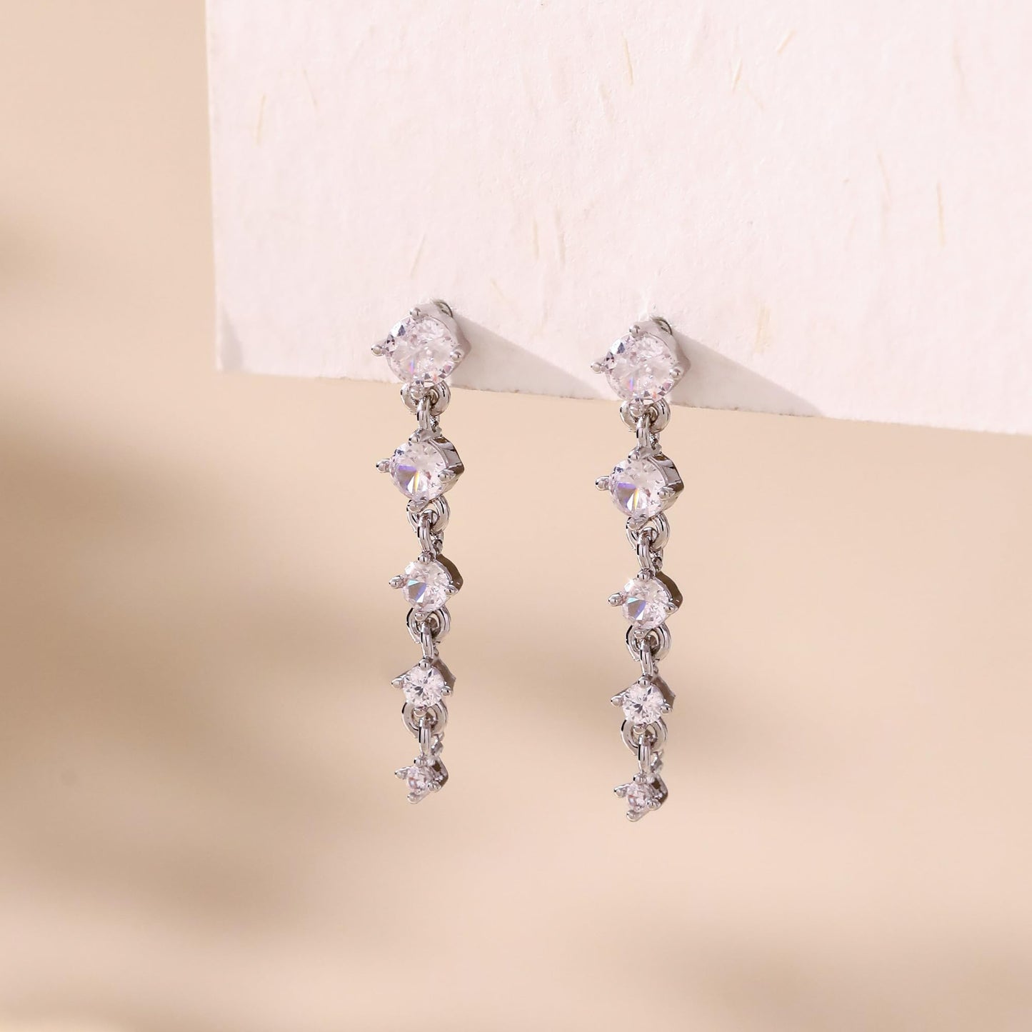 Solistra Silver Dangle Earrings for Women Trendy Diamond Drop Earring Hypoallergenic Earrings for Women Wedding Jewelry Valentines Day Gifts for Her