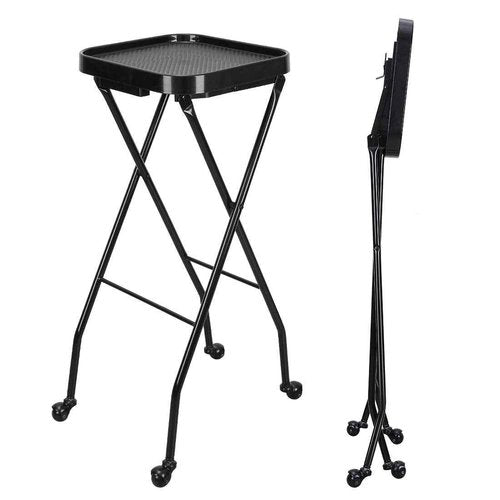 STYLANCE Salon Folding Tray, Folding Salon Rolling Tray on Wheels, Color Tray for Hair Stylist& Esthetician, Tattoo Cart, Beauty