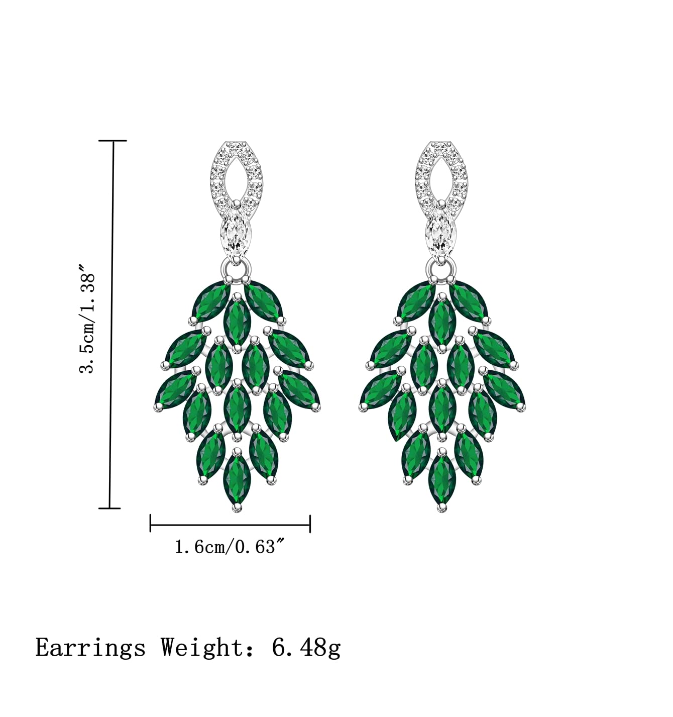 LMXXVJ Created Green Emerald Diamond Earrings Jewelry for Women,Bridal Bridesmaid Stud Earring Jewelry Wedding Pageant Proms Earring for Mom/Wife/Best Friend,Silver-Tone