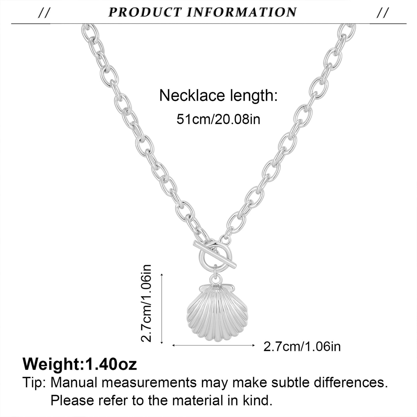 NEPULOY Silver Seashells Necklace for Women - Beach Shell Necklaces, Fashion Ocean Summer Beach Jewelry for Women Gifts