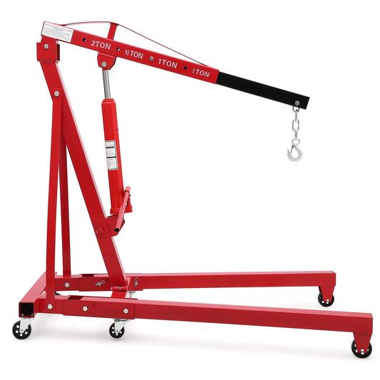 2 Ton Folding Hydraulic Engine Hoist, Folding Engine Shop Crane Hoist Lift, Heavy Cherry Picker with 6 Wheels for Garage, Workshop,Cherry